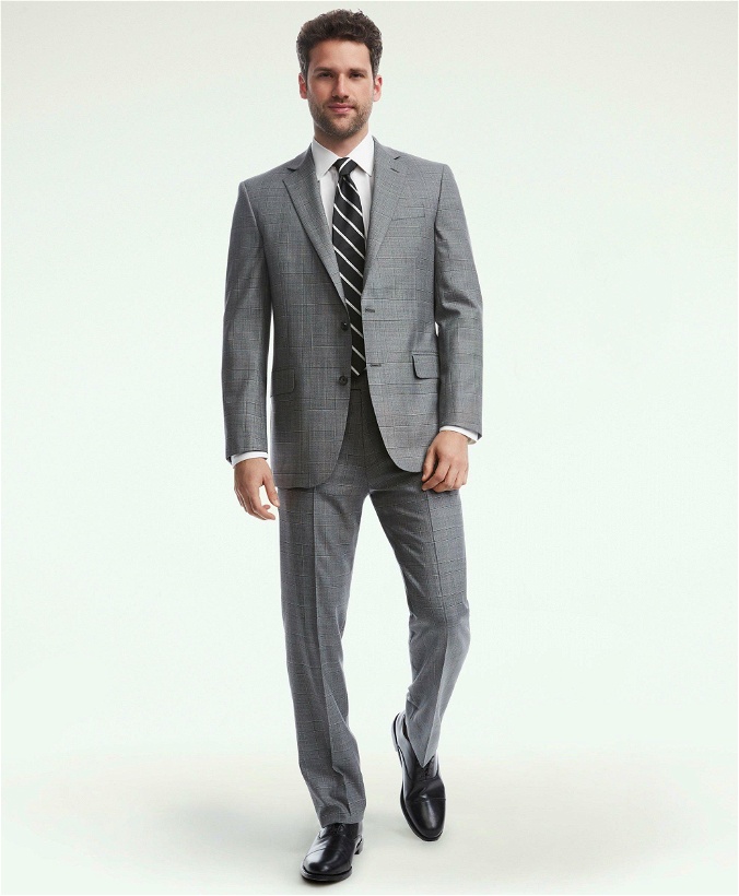 Photo: Brooks Brothers Men's Explorer Collection Regent Fit Prince of Wales Suit Jacket | Grey