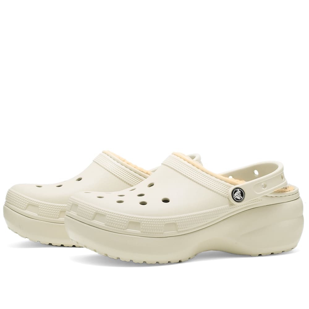 Crocs Womens Classic Platform Lined Clog In Bone Crocs 1386