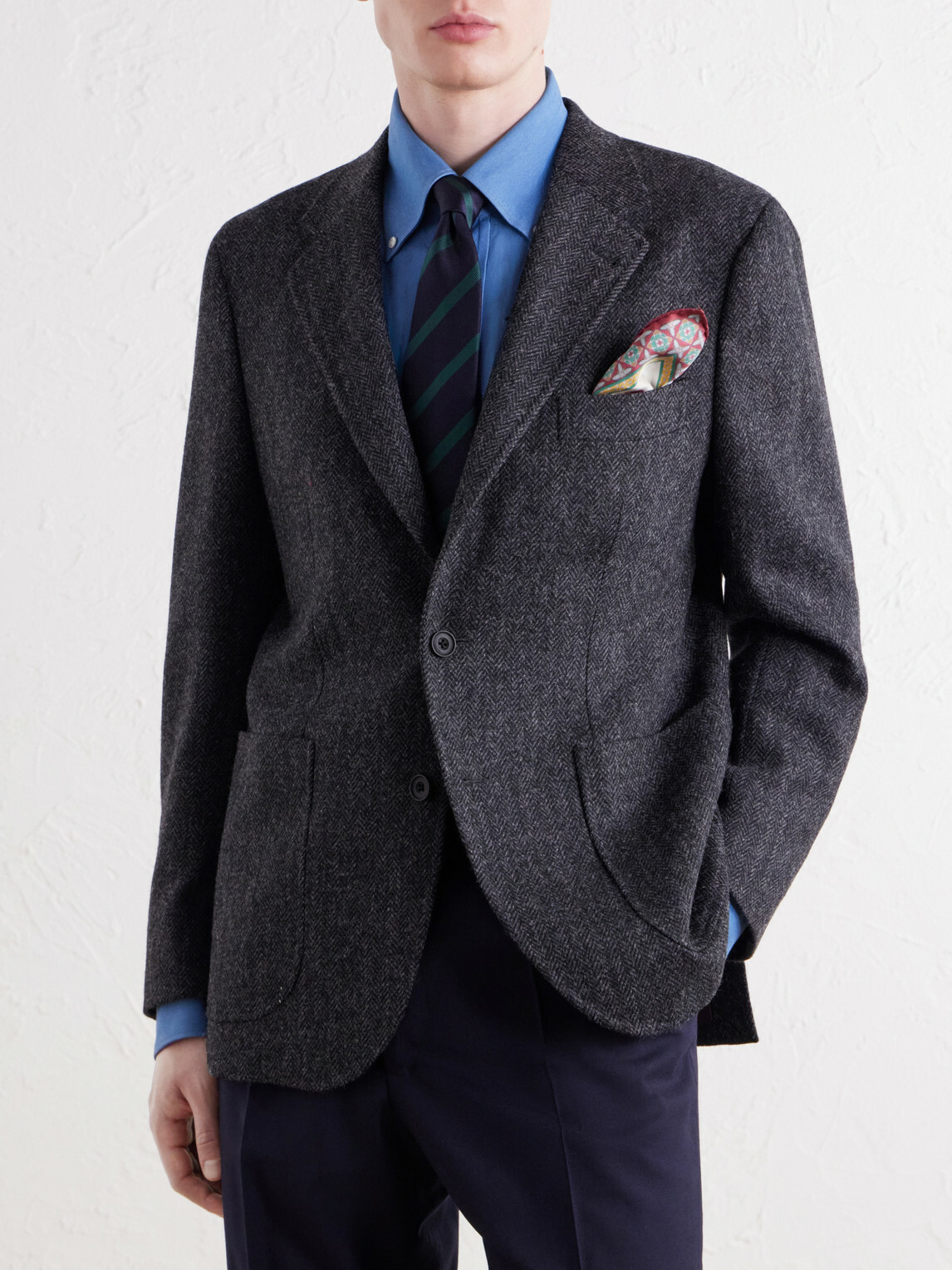 Rubinacci - Herringbone Virgin Wool Blazer - Gray