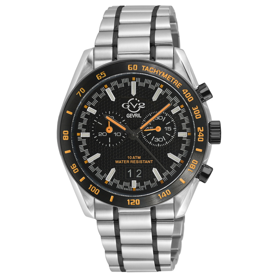 GV2 by Gevril Freccia Chronograph Quartz Black Dial Mens Watch 42905B
