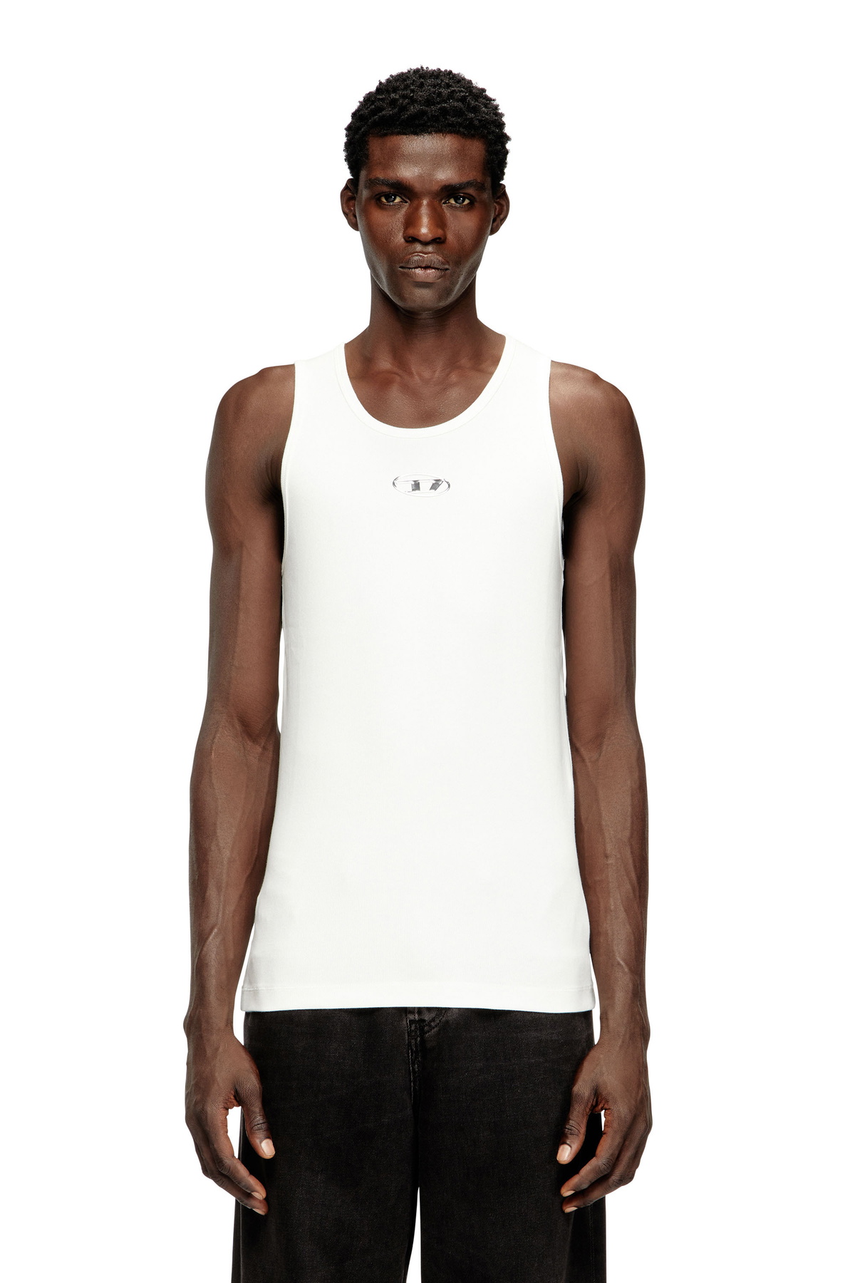 Diesel Cotton tank top with logo - T-Shirts Mens in White