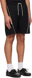 Hugo Black Embroidered Artwork Cotton-Blend Shorts