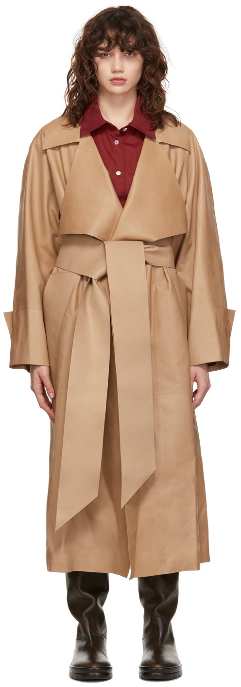 The Row Tan Leather Au Coat Jacket The Row