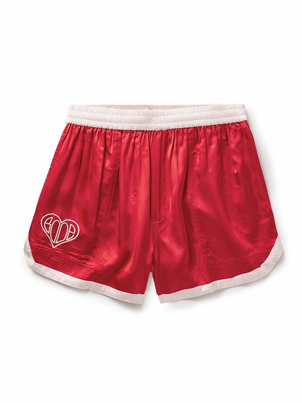 Photo: BODE - Wide-Leg Logo-Embroidered Two-Tone Satin Shorts - Red