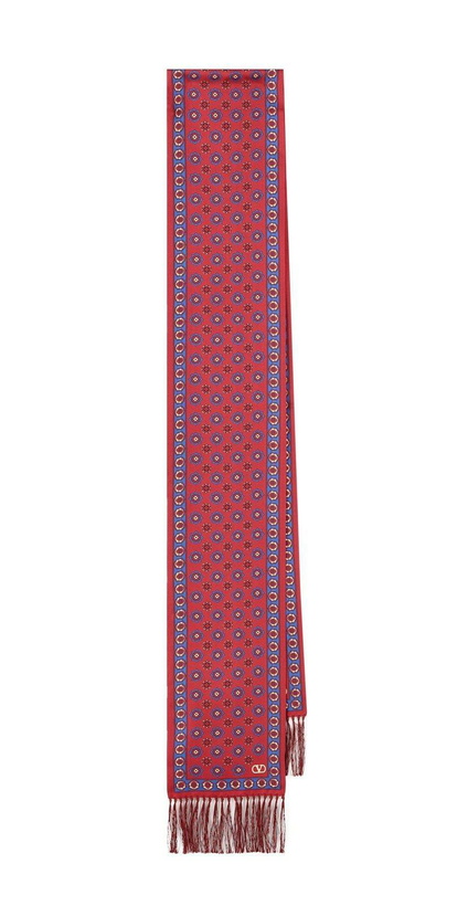 Photo: Valentino Garavani All-over Patterned Fringed Edge Scarf