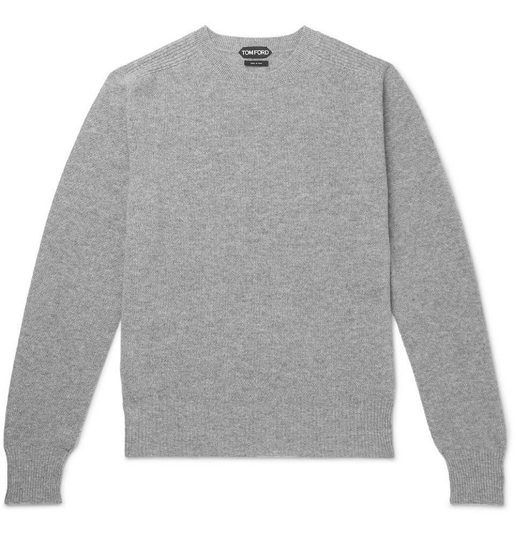 Photo: TOM FORD - Waffle-Knit Mélange Cashmere Sweater - Men - Gray