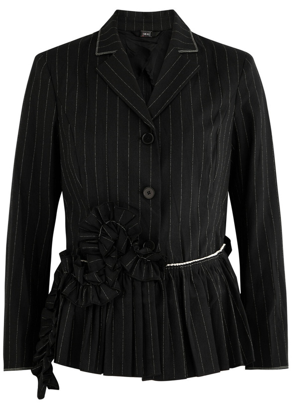 Photo: High Ceremony Striped Crepe Blazer Black