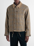 FrizmWORKS - Corduroy-Trimmed Checked Wool Jacket - Neutrals