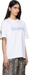 GANNI White Heavy Cotton Relaxed Fit 'Ganni' T-shirt