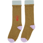 Marni Khaki Wool Flower Logo Socks