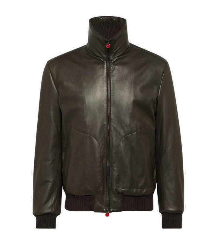 Photo: Kiton Cashmere-trimmed leather jacket