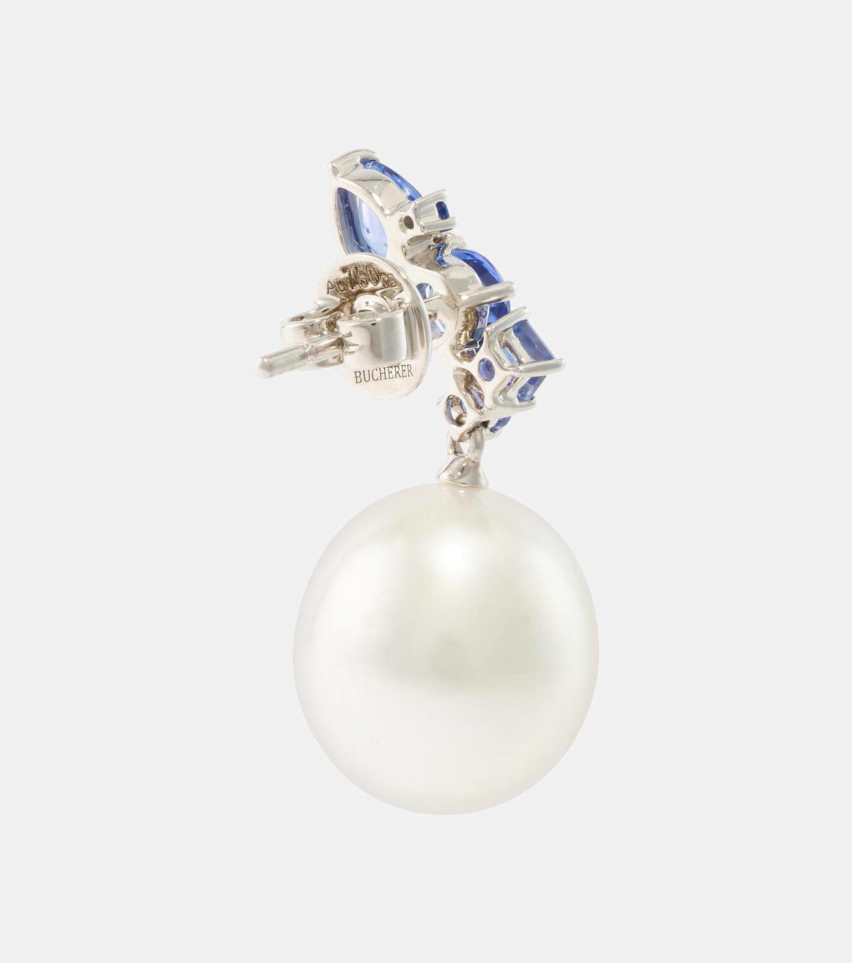 Bucherer Fine Jewellery Romance 18kt white gold earrings with sapphires and pearls
