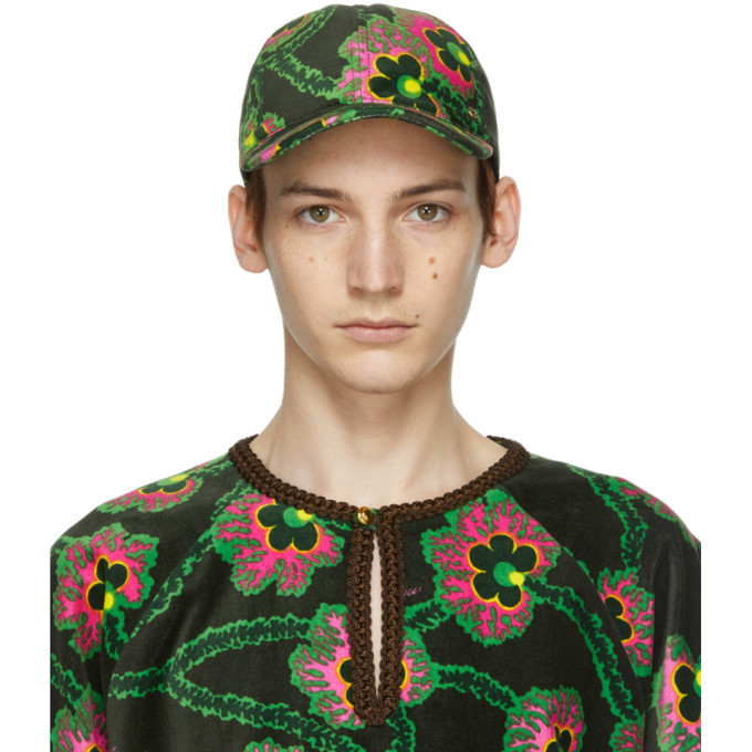 Photo: Gucci Black Ken Scott Edition Velvet Floral Cap