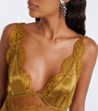 Retrofête Bonny lace-trimmed satin minidress