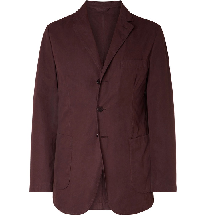 Photo: Aspesi - Burgundy Slim-Fit Unstructured Garment-Dyed Cotton Blazer - Burgundy