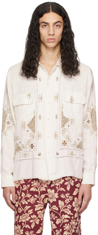 Photo: Bode White Linen Cutwork Shirt