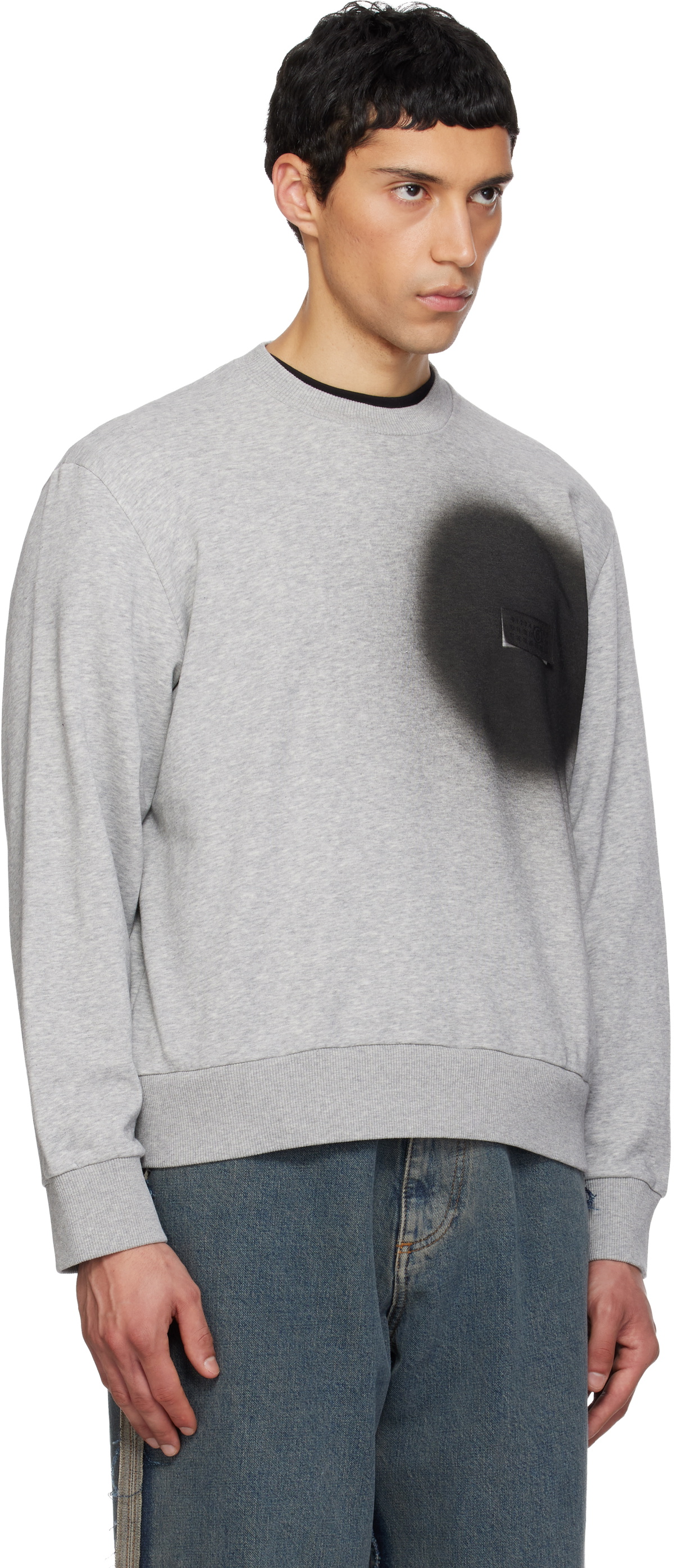 MM6 Maison Margiela Gray Spray Print Sweatshirt