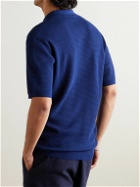 Orlebar Brown - Roddy Slim-Fit Camp-Collar Pointelle-Knit Polo Shirt - Blue