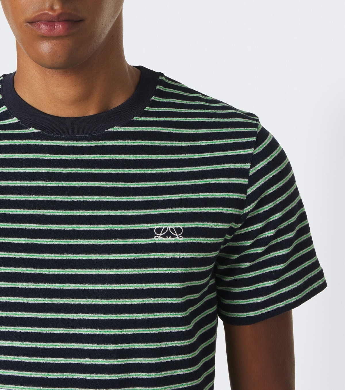 Loewe Striped cotton-blend terry T-shirt