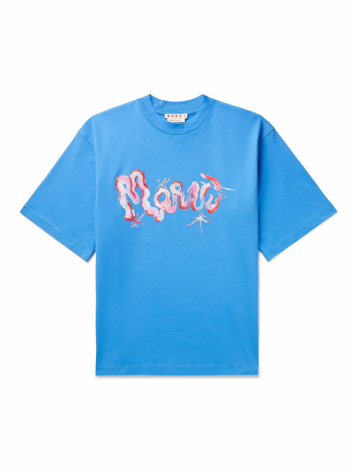 Marni - Logo-Print Cotton-Jersey T-Shirt - Blue Marni