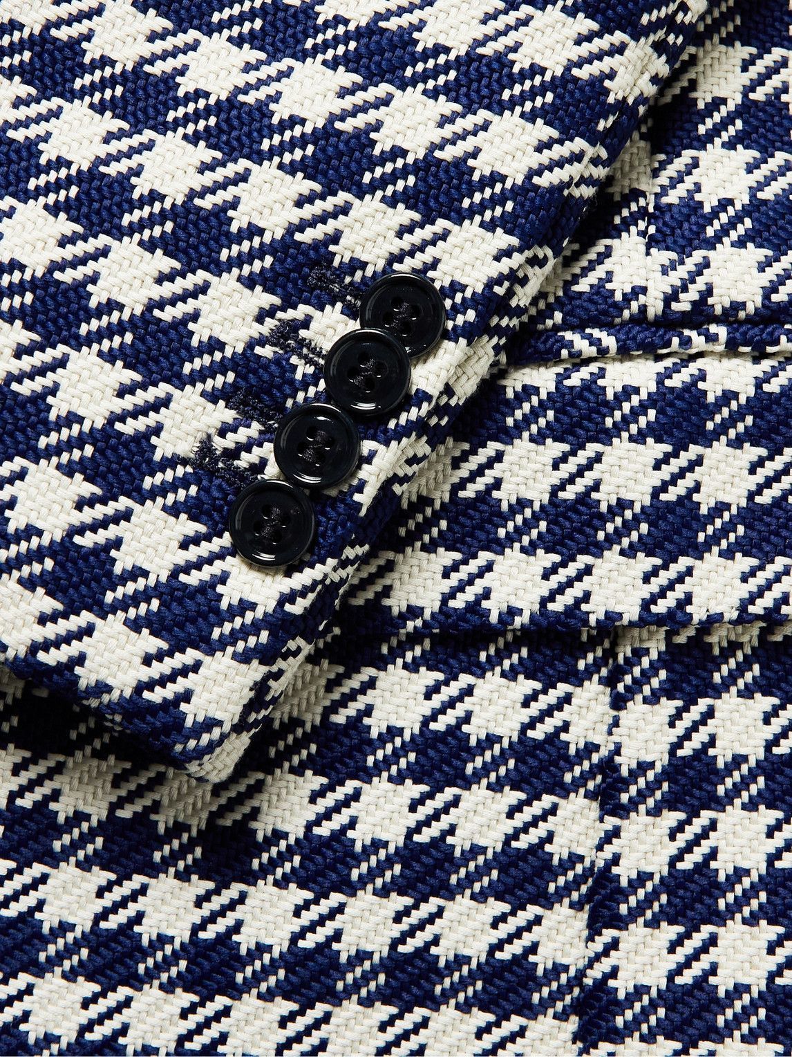MP Massimo Piombo - Andy Slim-Fit Unstructured Houndstooth Cotton-Blend Jacquard Blazer - Blue