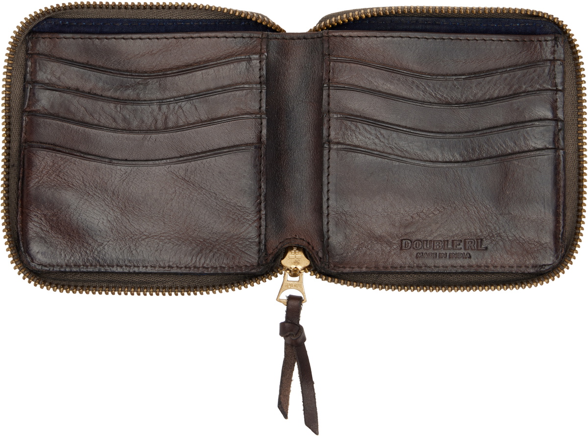 RRL Brown Leather Zip Wallet