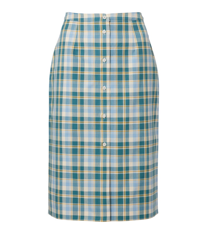 Photo: Prada Checked cotton poplin pencil skirt