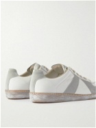 Maison Margiela - Replica Distressed Leather and Suede Sneakers - White