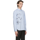 Comme des Garcons Homme Deux Blue and White Disney Edition Striped Printed Shirt