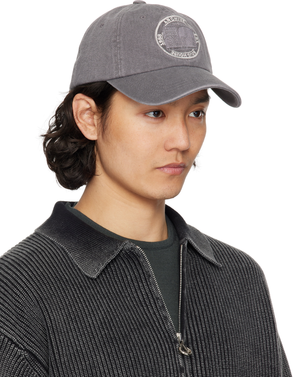 Solid Homme Gray 'Solid House' Cotton Ball Cap Solid Homme