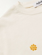 Adish - Logo-Embroidered Cotton-Jersey T-Shirt - Neutrals