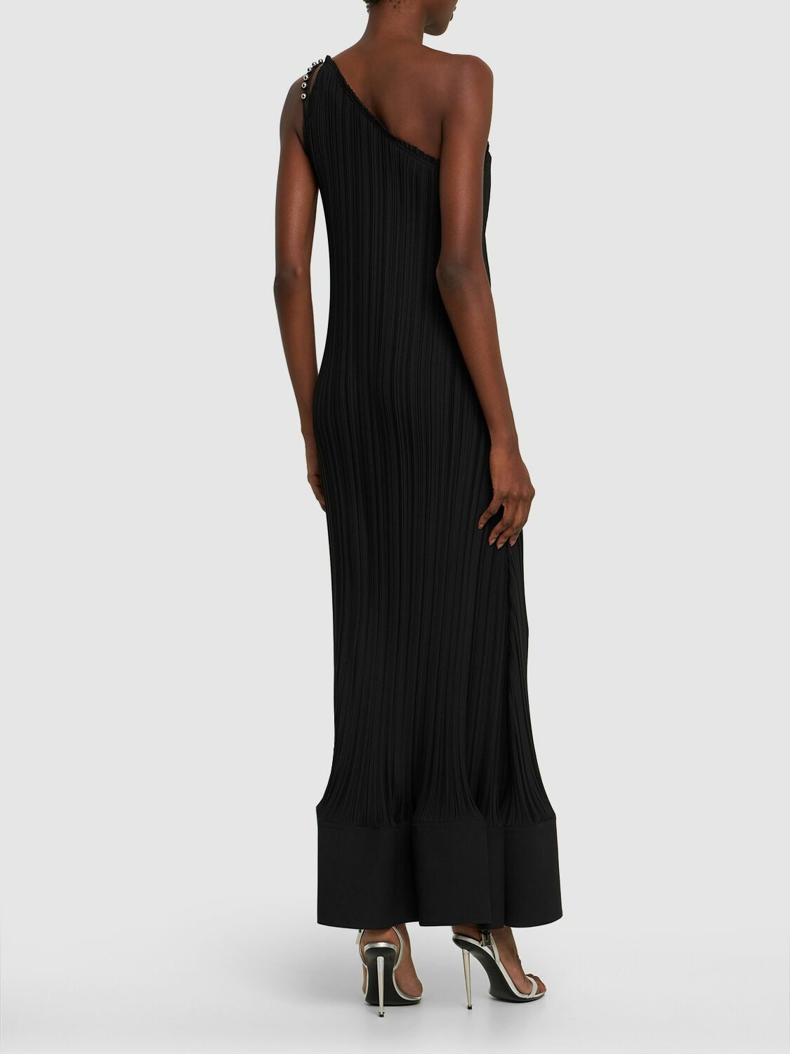 LANVIN - Pleated Viscose Flared Long Dress Lanvin