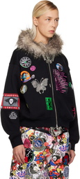 Chopova Lowena Black Fuz Zip Hoodie