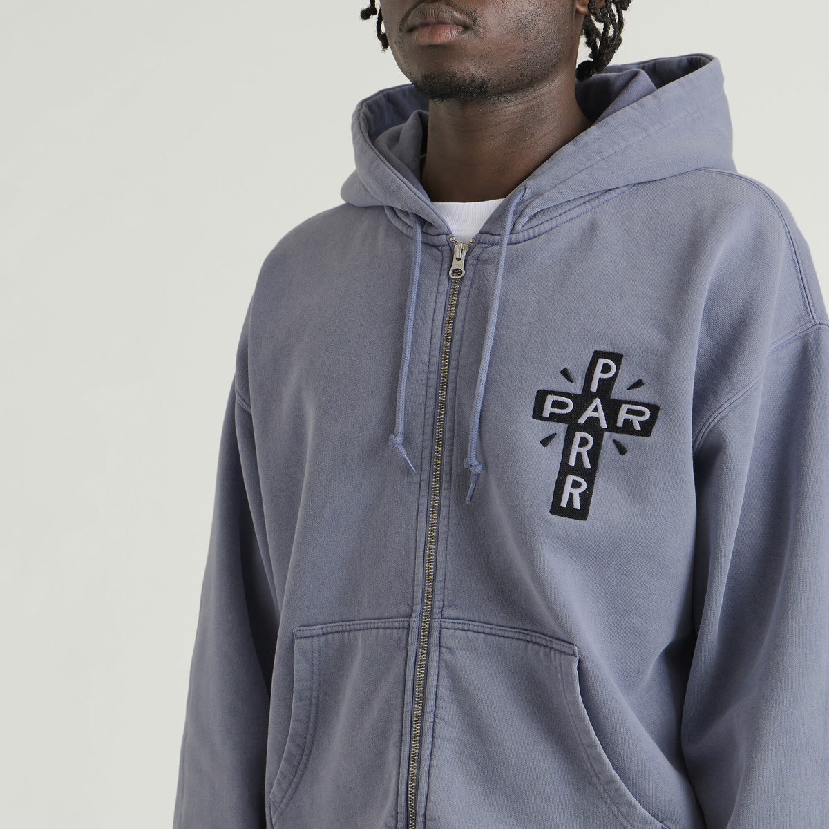 By Parra Men's A Cross to Bear Zip Hoodie in Blue