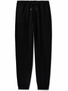 SAINT LAURENT - Tapered Logo-Embroidered Cotton-Jersey Sweatpants - Black