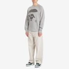 A Bathing Ape Men's Ape Face Crewneck Sweatshirt in Gray