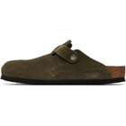 Birkenstock Khaki Boston Soft Footbed Suede Leather Loafers