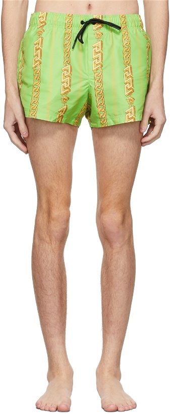 Photo: Versace Underwear Green Chain Swim Shorts