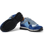 Valentino - Valentino Garavani Rockstud Suede and Camouflage-Print Shell Sneakers - Men - Royal blue