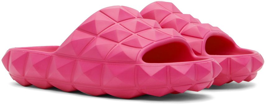 Valentino Garavani Pink Roman Stud Turtle Slides Valentino