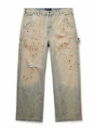 Enfants Riches Déprimés - Straight-Leg Paint-Splattered Distressed Herringbone Jeans - Blue