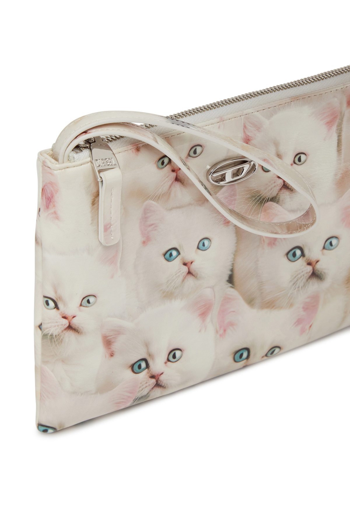 Diesel Pouch in printed glossy PU - Small Wallets Womens in White