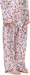 Maison Margiela White & Blue Ditsy Pyjama Trousers