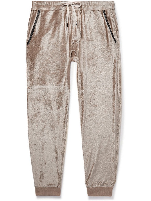 Photo: TOM FORD - Tapered Modal-Blend Velour Sweatpants - Neutrals