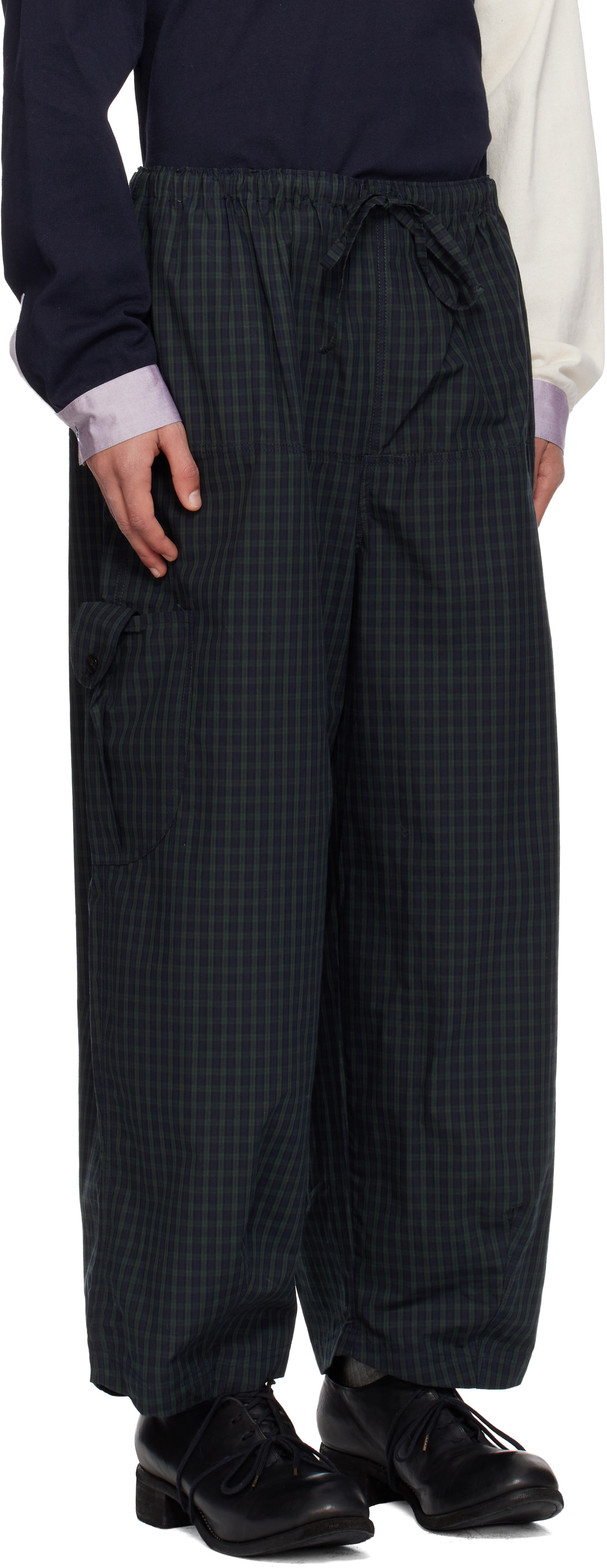 SC103 Navy & Green Margin Cargo Pants