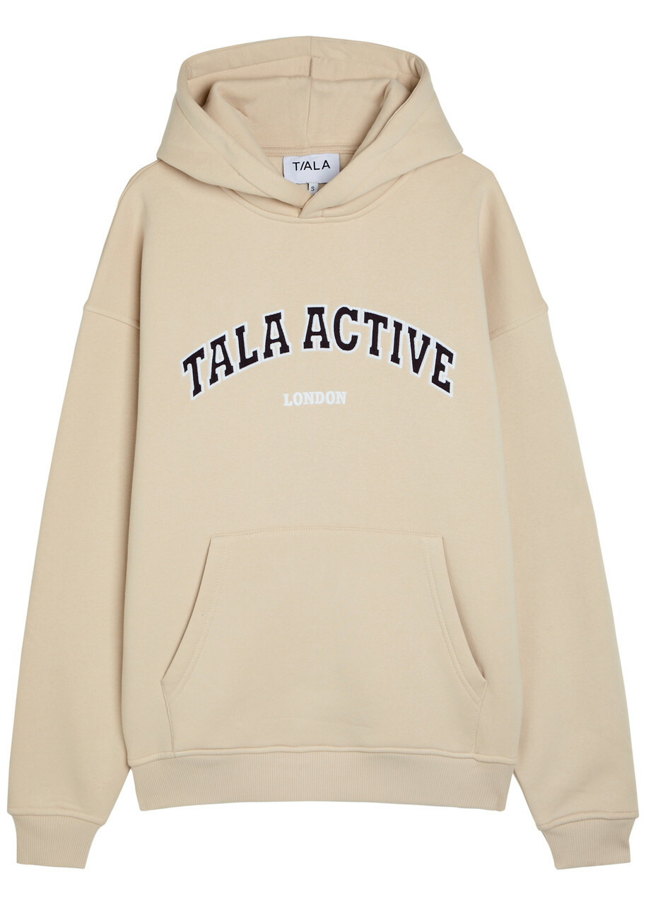 Tala Logo-embroidered Hooded Cotton-blend Sweatshirt Beige