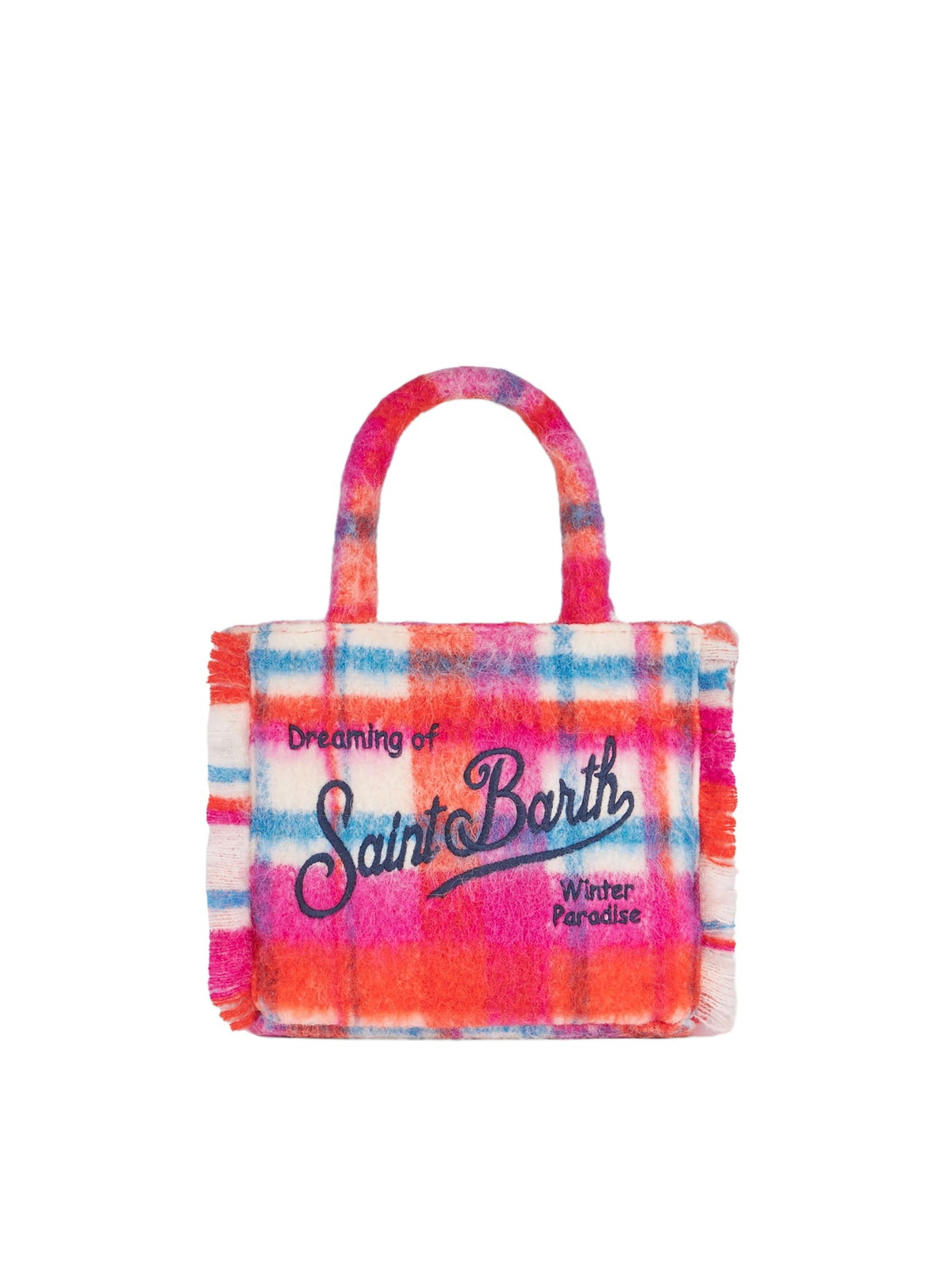 MC2 Saint Barth Wooly Colette Fringed Handbag With Tartan Pattern