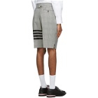 Thom Browne Black and White Wool Prince Of Wales 4-Bar Shorts