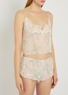 Skims Romance Sheer Bow-print Silk Pyjama set White