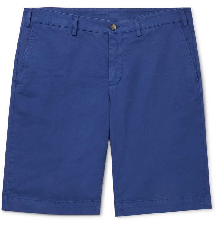 Photo: Canali - Stretch-Cotton Twill Shorts - Blue